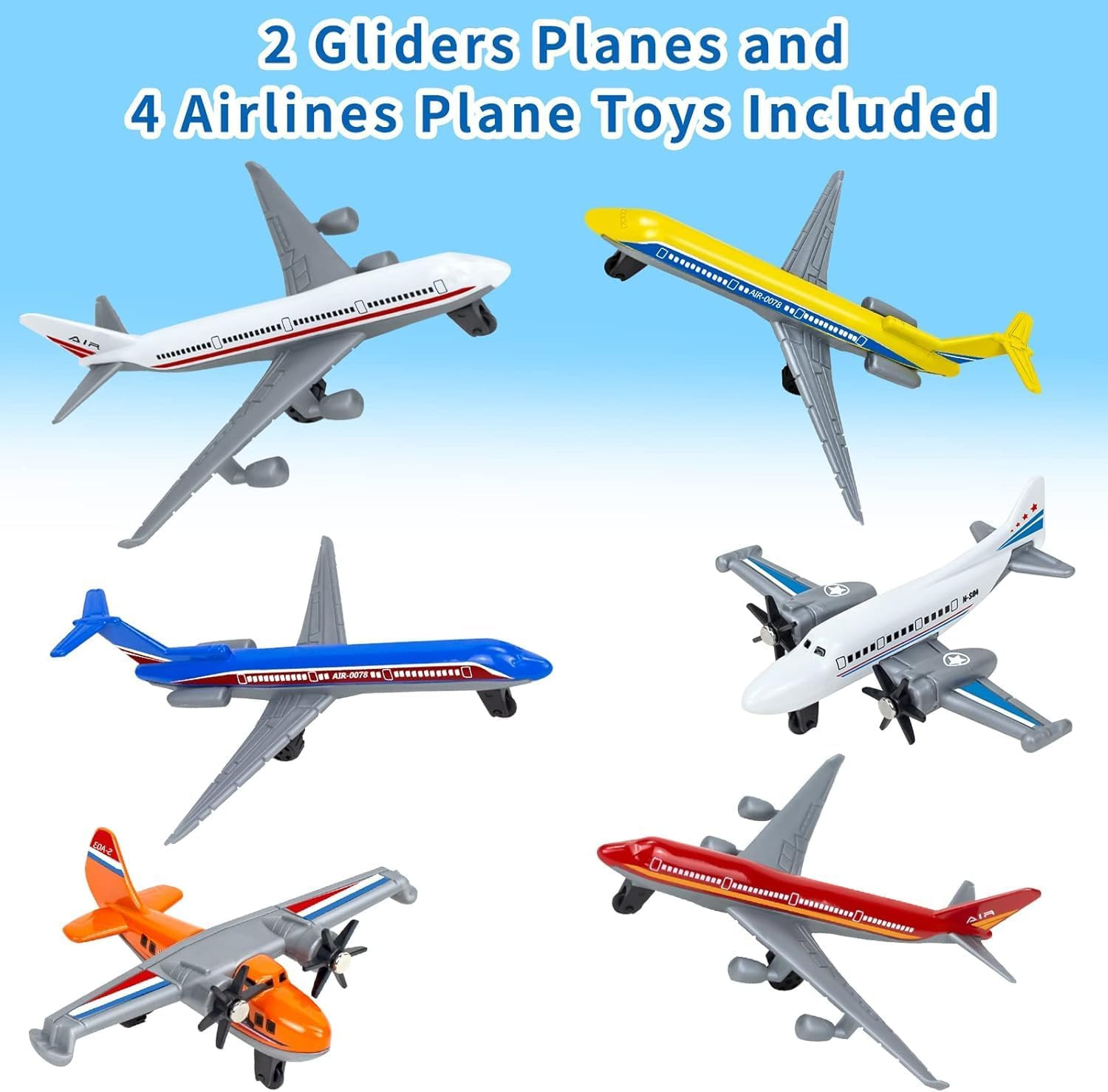 Toy Airplane 6 Pack, Diecast Airplane Toy for Boys Age 3 4-7 8-12, Alloy Planes