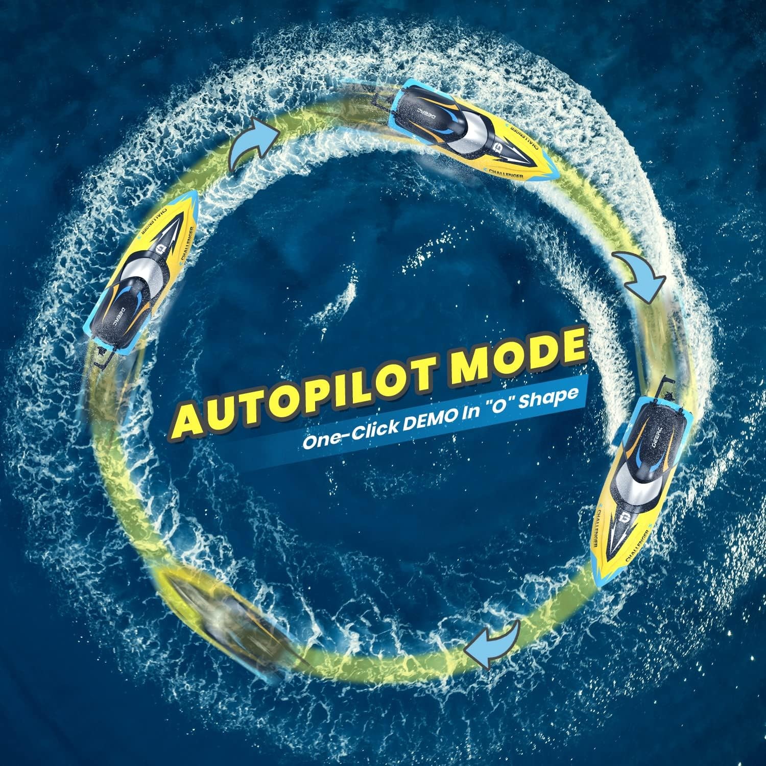 DEERC 2.4GHz RC Boat with LED Lights and Anti Capsize Design