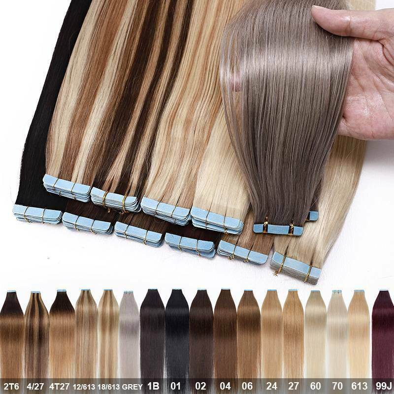 Seamless Tape in Human Hair Extensions Skin Weft Tape-on Real Thick Hair 16-26in