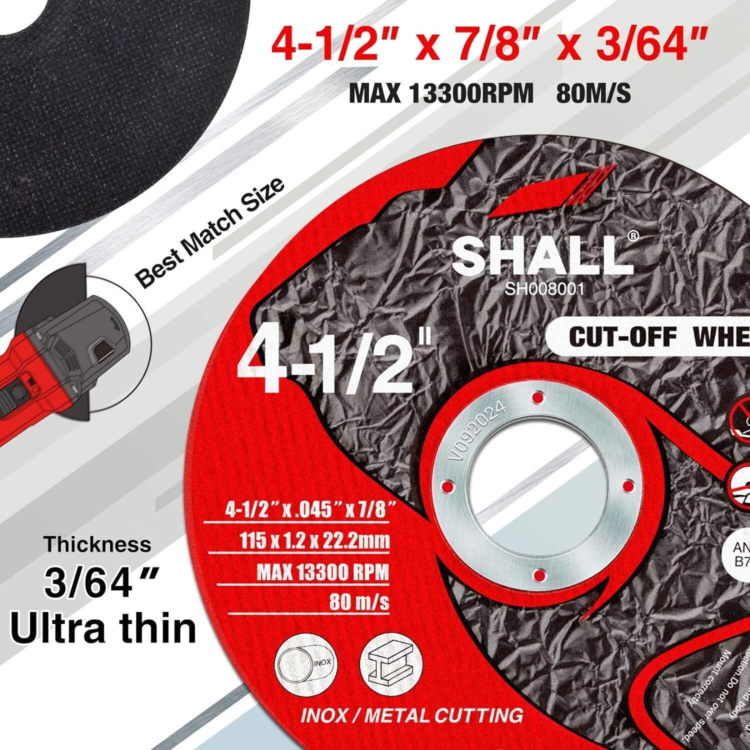 SHALL 50-Pack Cut Off Wheels 4 1/2 x 7/8 Inch,Angle Grinder Fast Cutting Disc