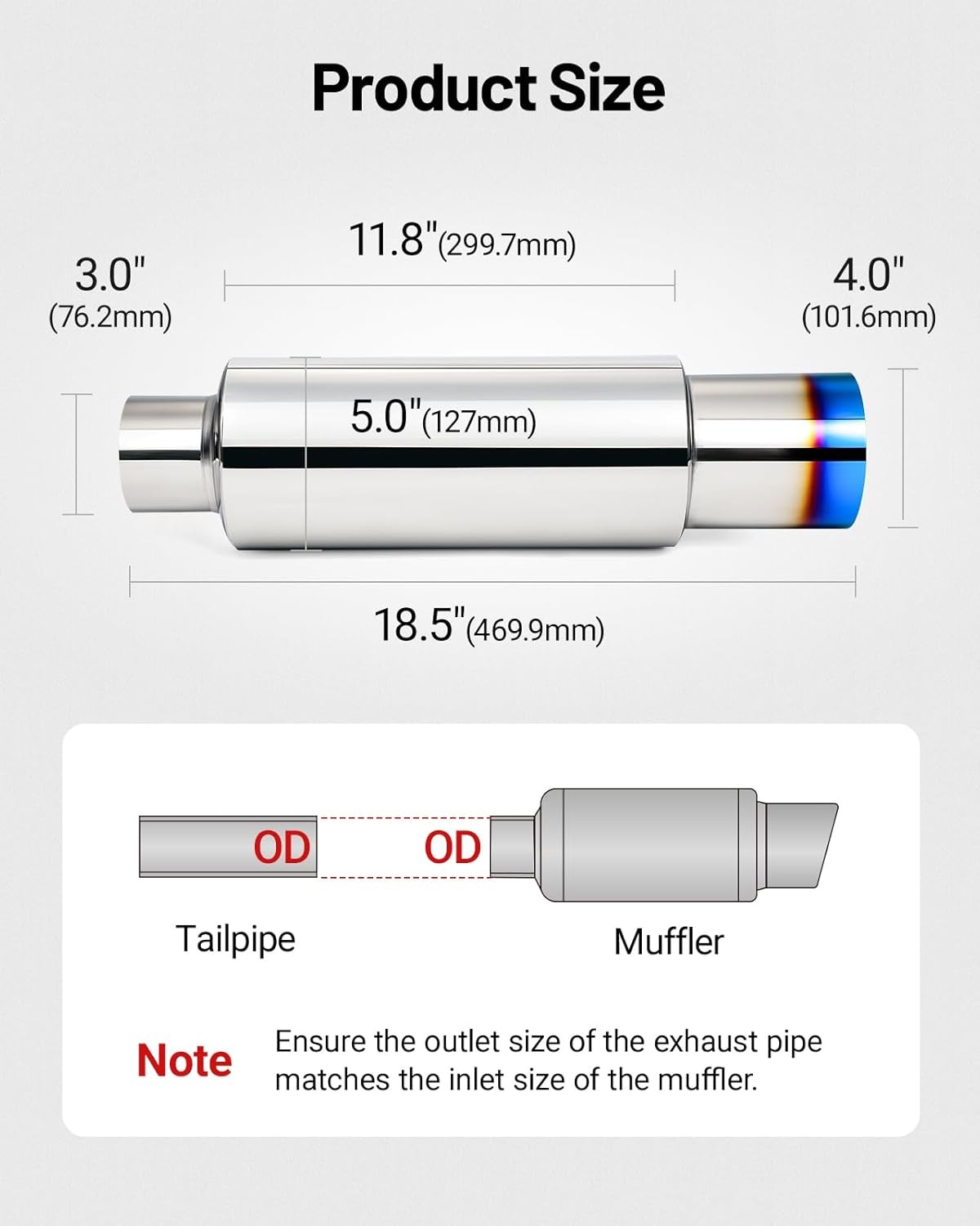 EVIL ENERGY 3.0 Inch Inlet 4.0 Inch Outlet Exhaust Muffler 3.0" to 4.0"Universal