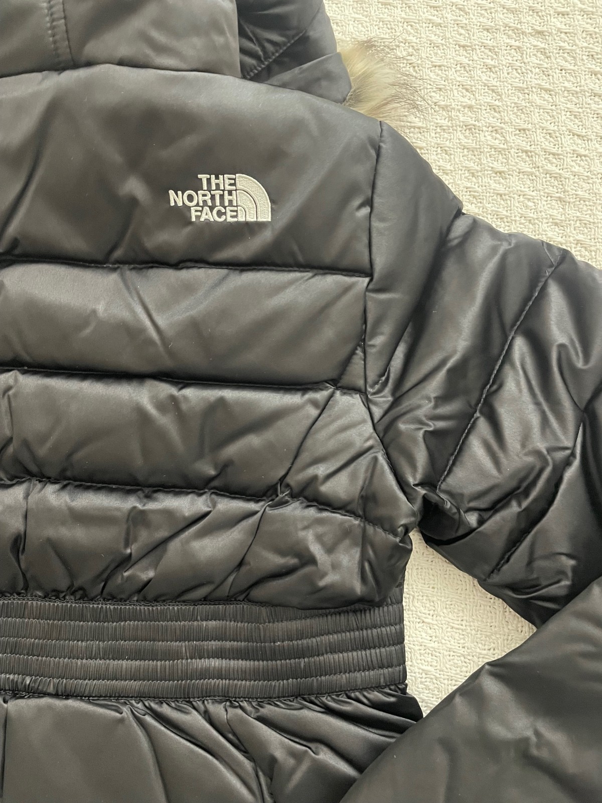The North Face Girl Gotham 2.0 Goose Down Puffer Jacket Hoodie Fur Black M 10/12