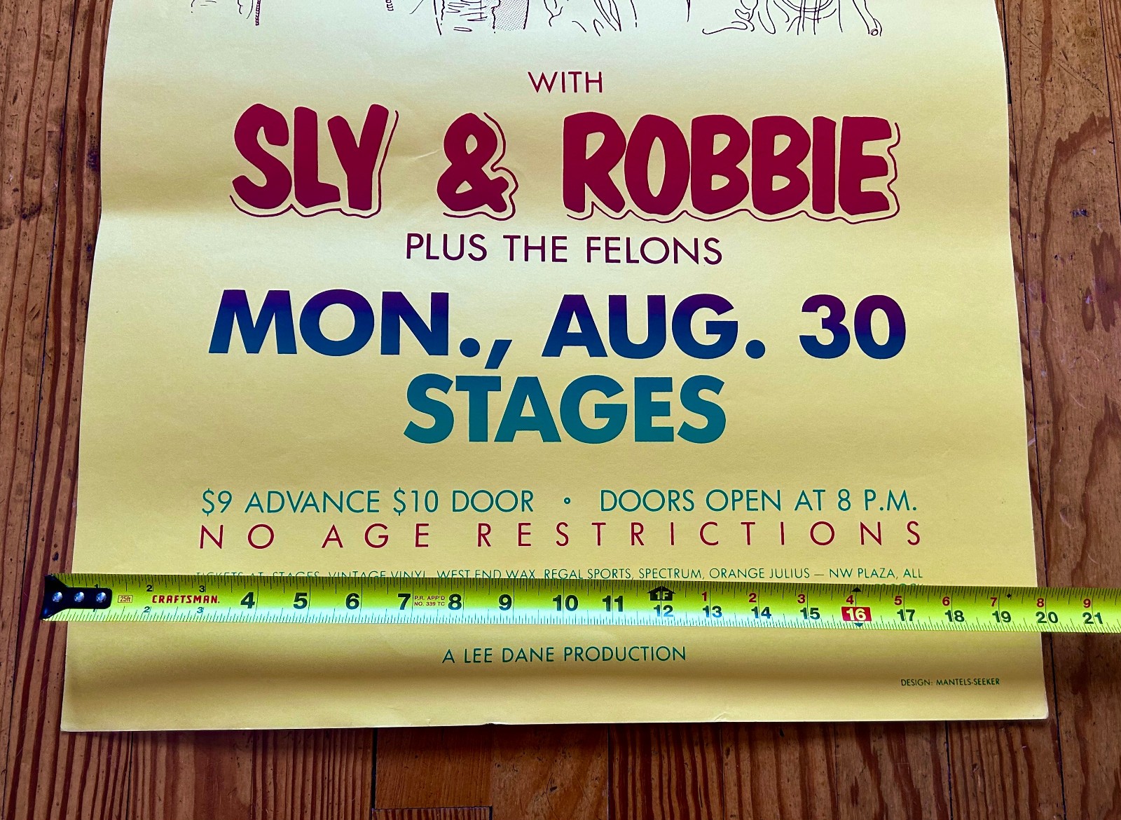 Vintage Black Uhuru Reggae Poster 1982 St. Louis MO Sly & Robbie 20x35 Stages