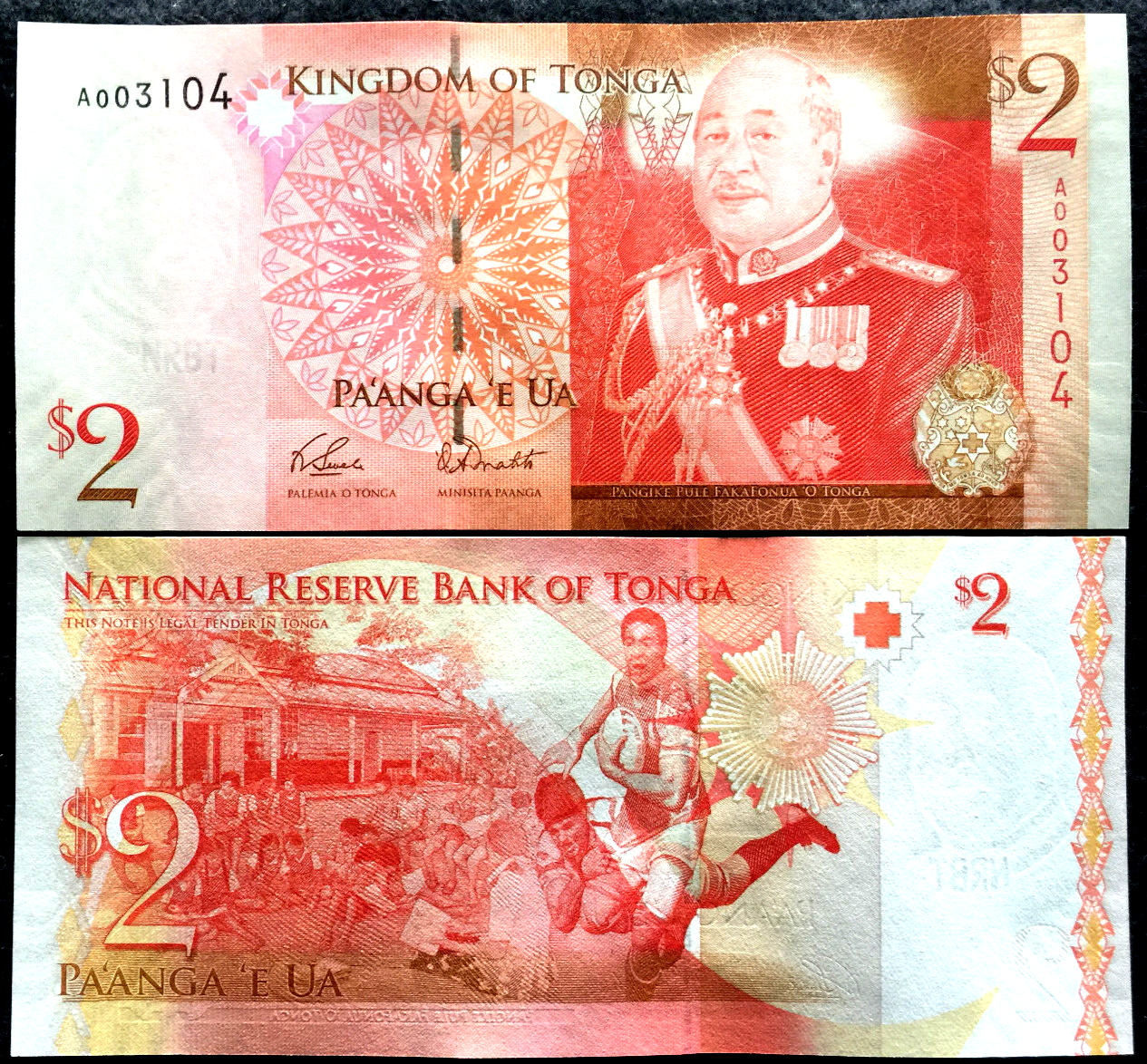 Kingdom Of Tonga 2 Pa'anga 2008 P38 Banknote World Paper Money UNC Currency