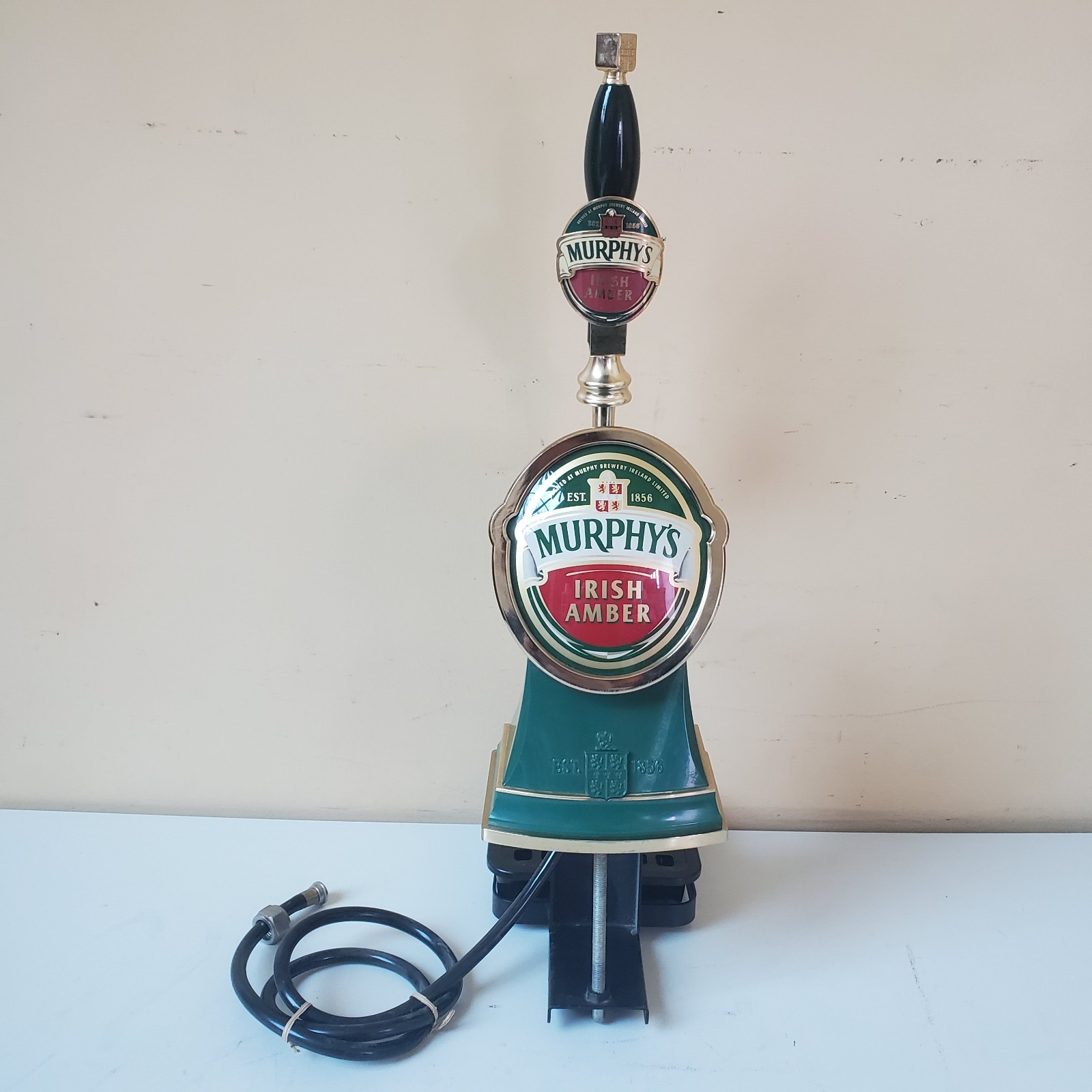 Murphy’s Irish Amber Draft Tower Brass Beer Tap Handle Faucet Line Mounting Rig