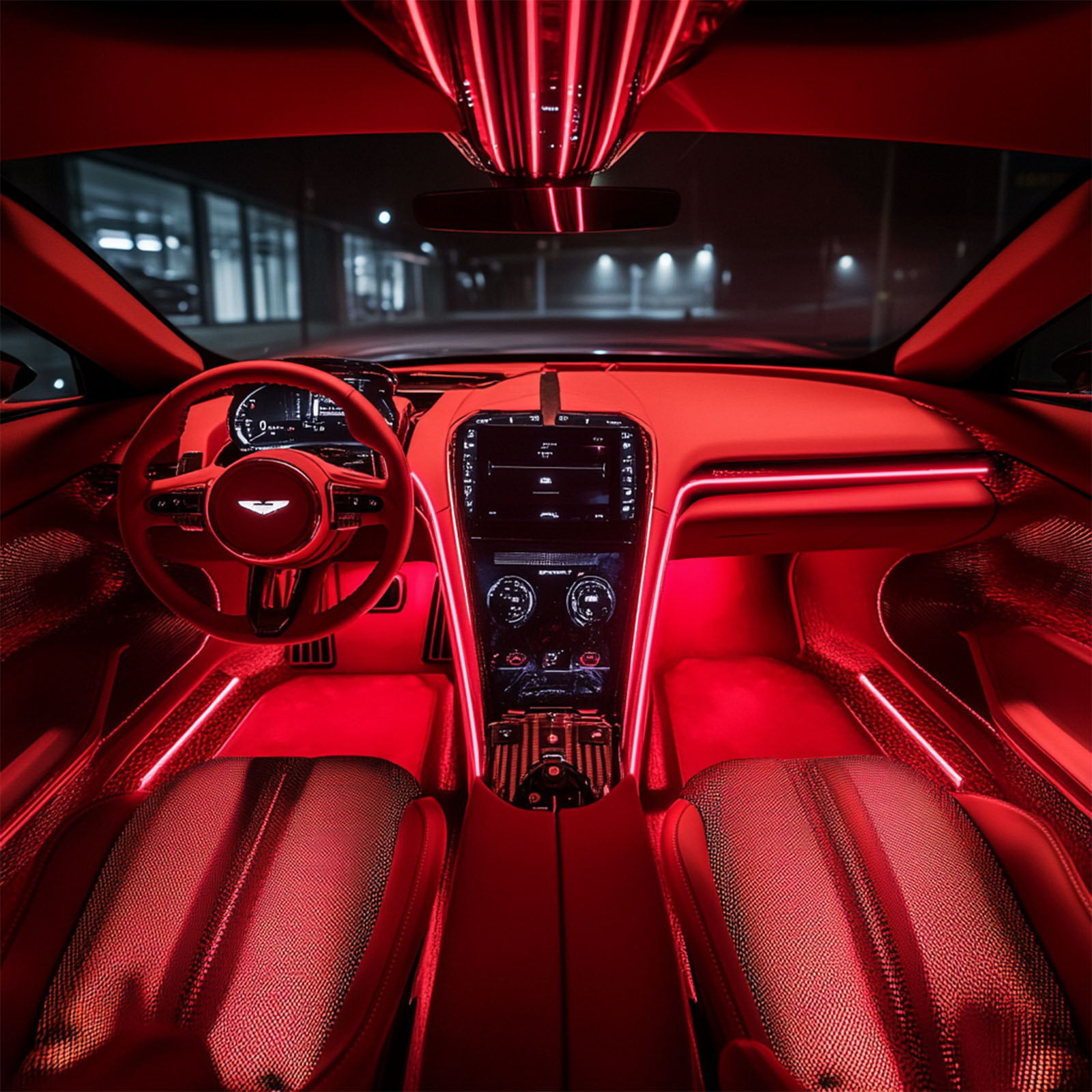 RGB 10-in-1 Interior Car LED Strip Light Neon Ambient Light Kit Fiber Optic Tube