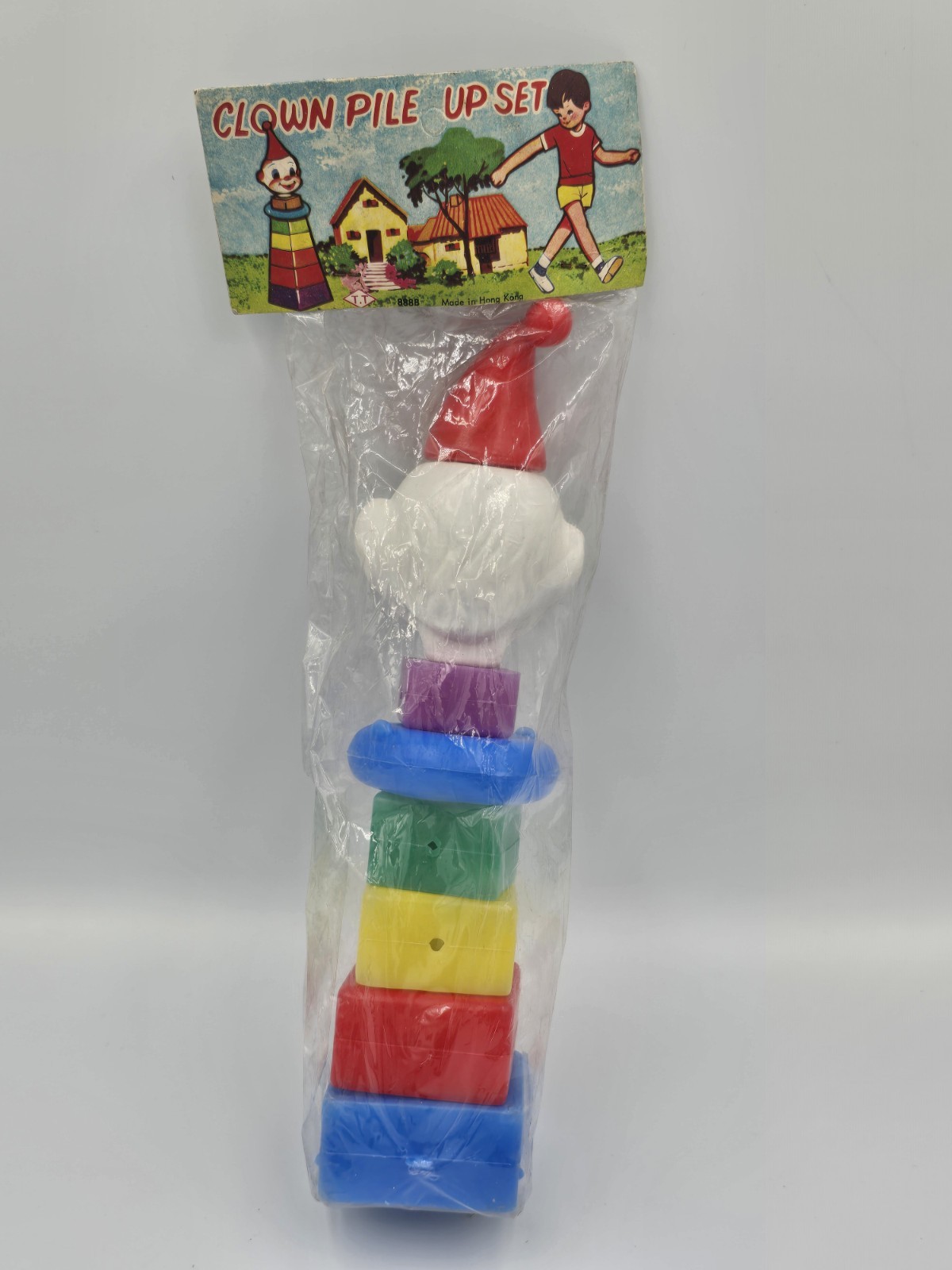 Vintage Plastic Clown Stacking Blocks Toy Sealed New Ex Shop Stock