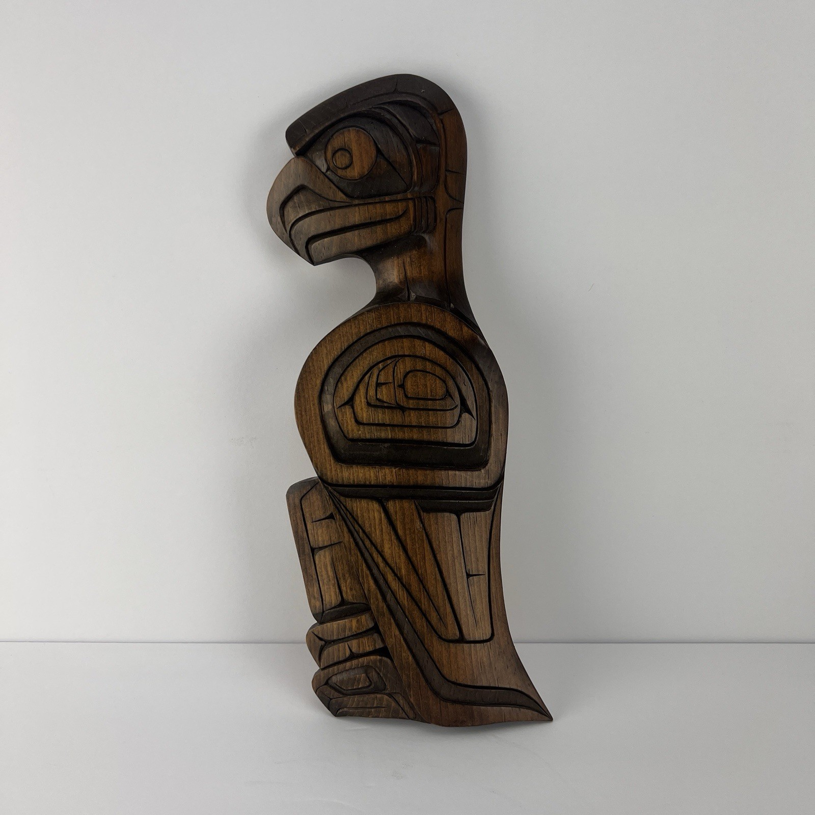 Vtg Joe Bob First Nations Wood Carving Eagle Wall Plaque                z3q