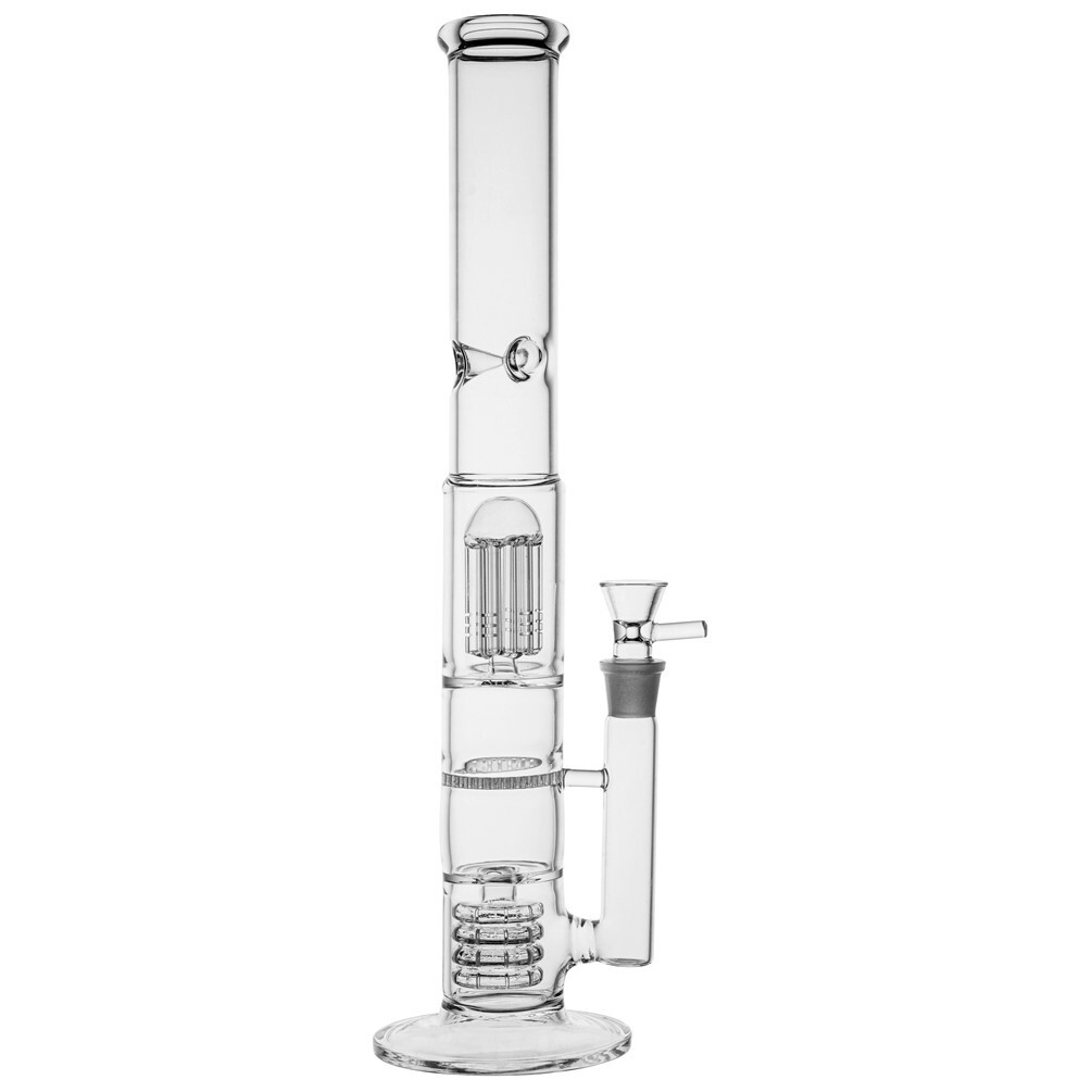 42cm Tall Glass Bong Big Straight Honeycomb Birdcage Glass Hookah Pipe 18mm Bowl