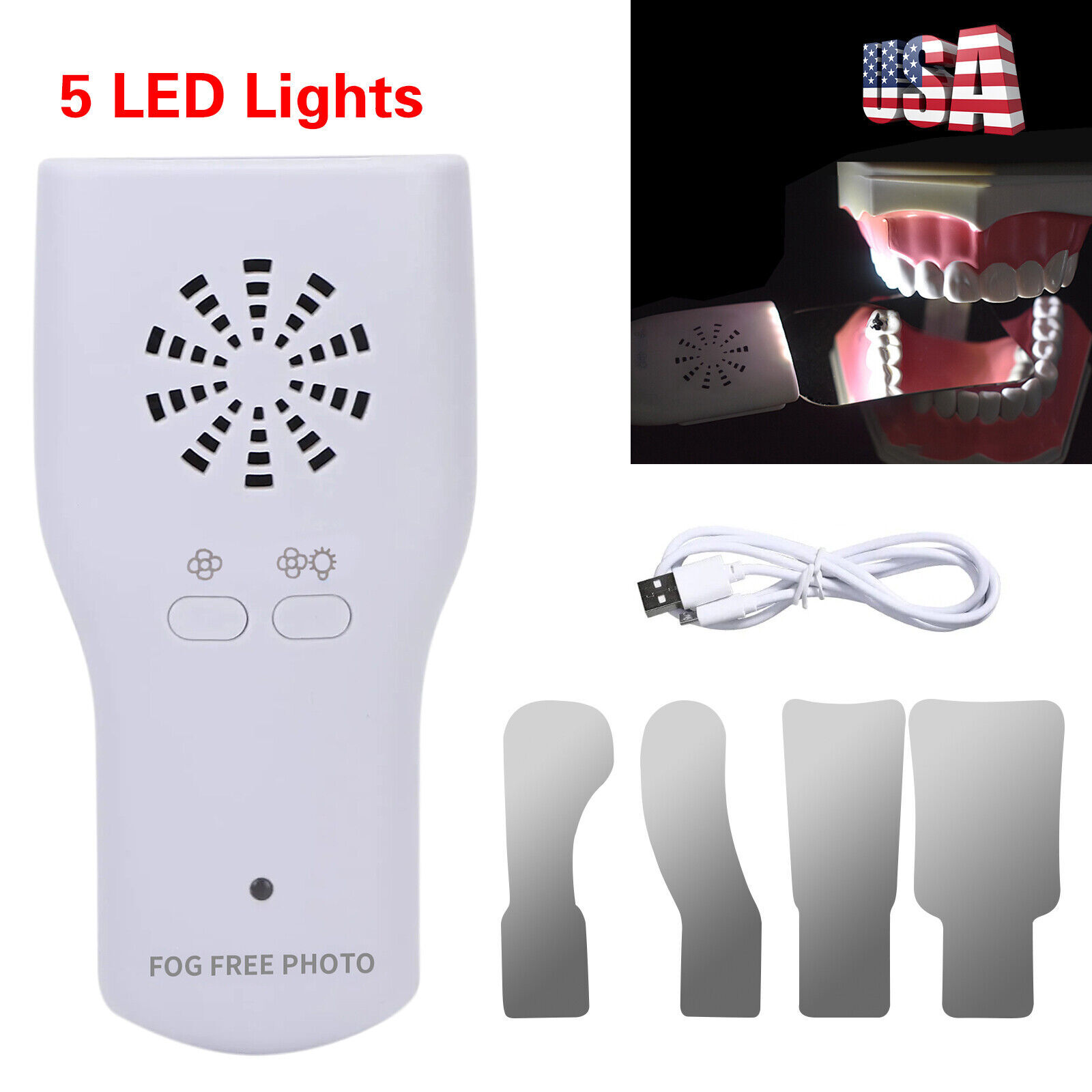 Dental Occlusal Mirror Fog Free LED Intra Oral Photo System Reflector 4*Mirror