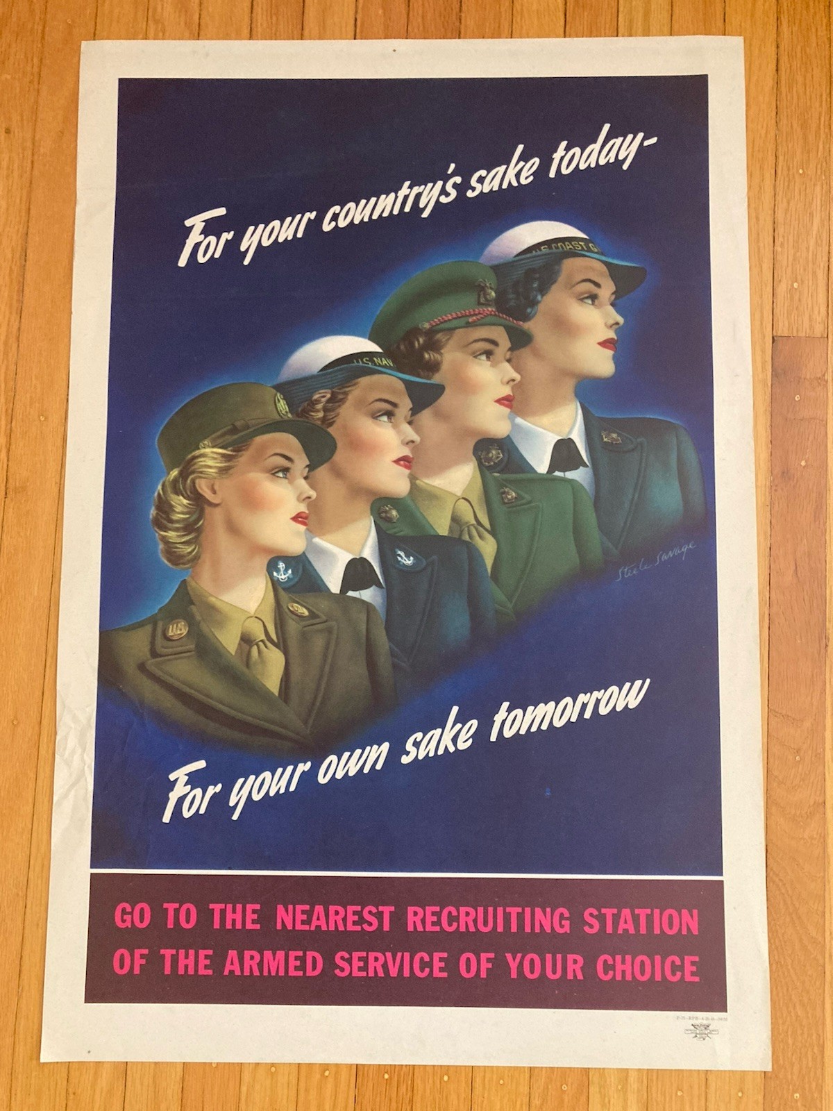 Original WWII Poster For Your Country’s Sake Today 1944 Women’s Recruit 17x25”
