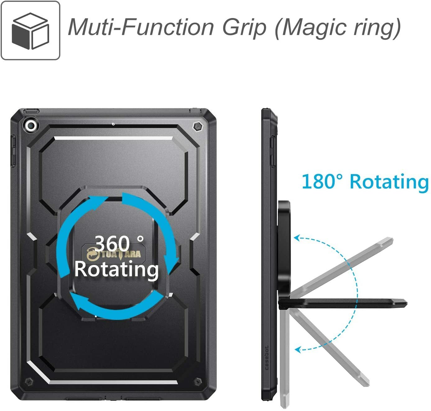 For iPad 10.2" 9th Generation 2021 Rotating Case Cover Built-in Screen Protector