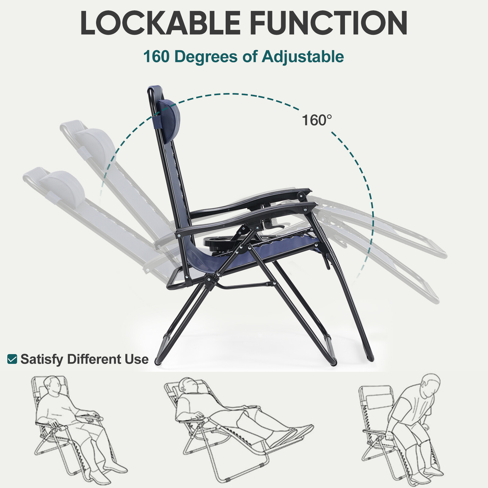 Set of 2 Zero Gravity Chair Folding Outdoor Patio Lounge Recliner Garden Camping