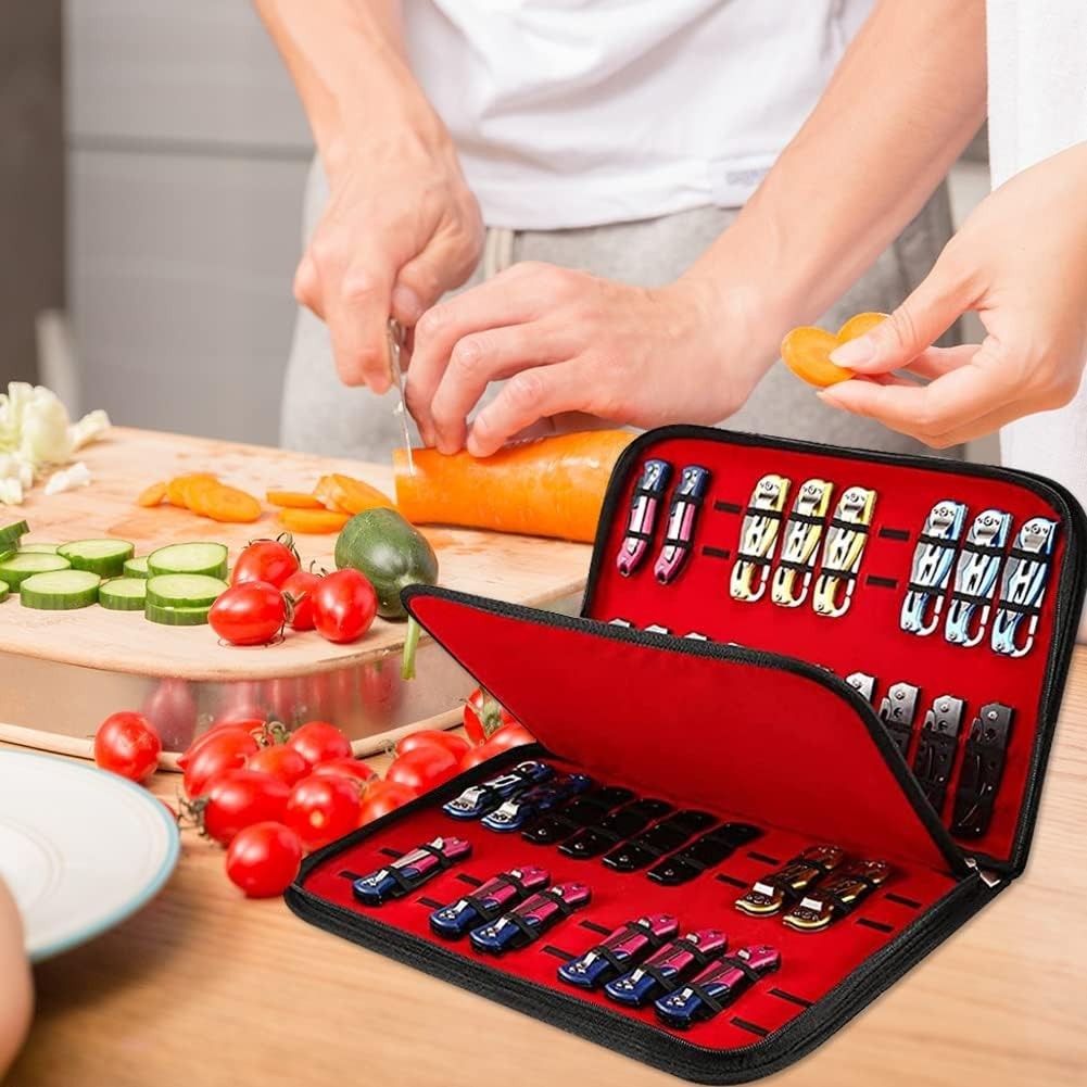 Knife Case Display Case Knife Storage 40 Slots Folding Holder Organizer Red