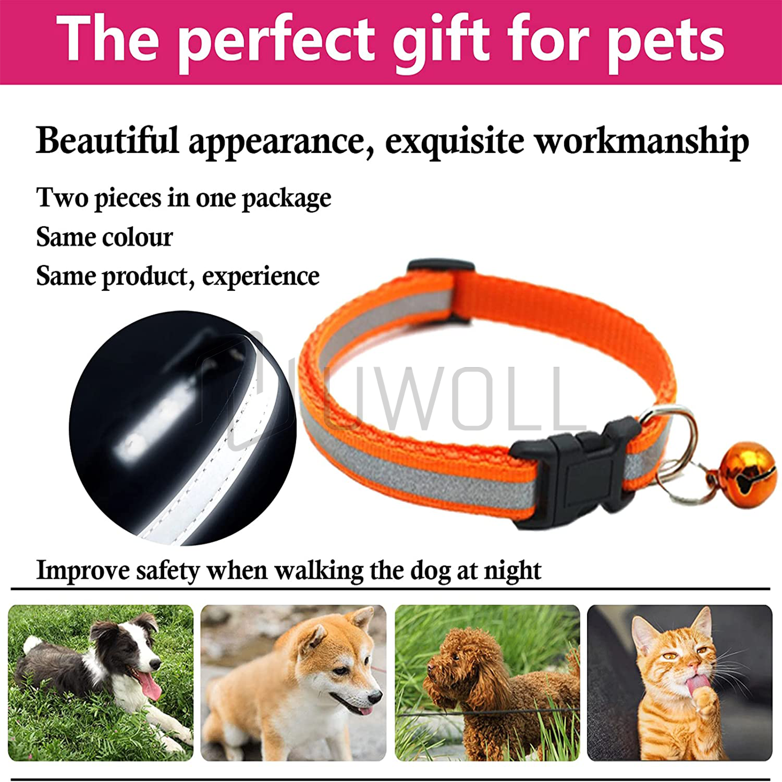 Reflective Nylon Collars With Bell For Cat kitten Small Dog Puppy Pet Adjustable