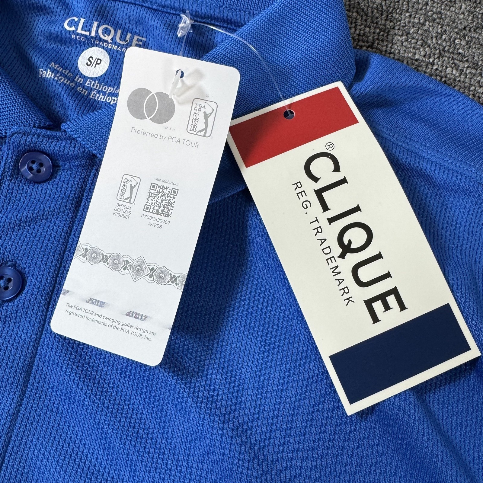 TPC Sawgrass The Players Men's Small Blue Long Sleeve Golf Polo