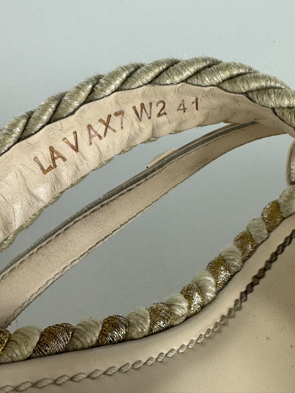 Valentino Rockstud Torchon Espadrille Ivory Striped Wedge Sandal EU 41 US 11