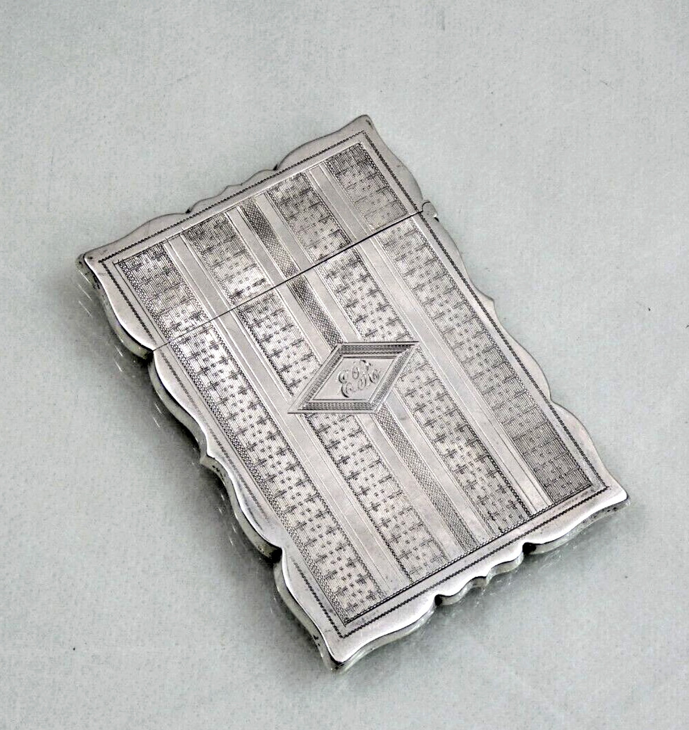 VERY FINE ANTIQUE GORHAM COIN SILVER CARD CASE American 1870's