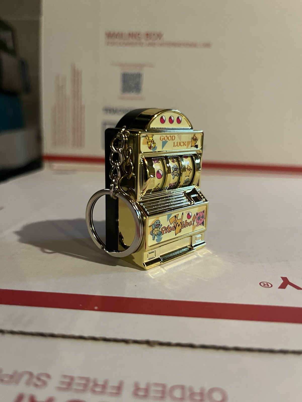 Mini Pokémon Slot Machine Keychain – Spin for Good Luck! Pikachu Squirtle Plus!