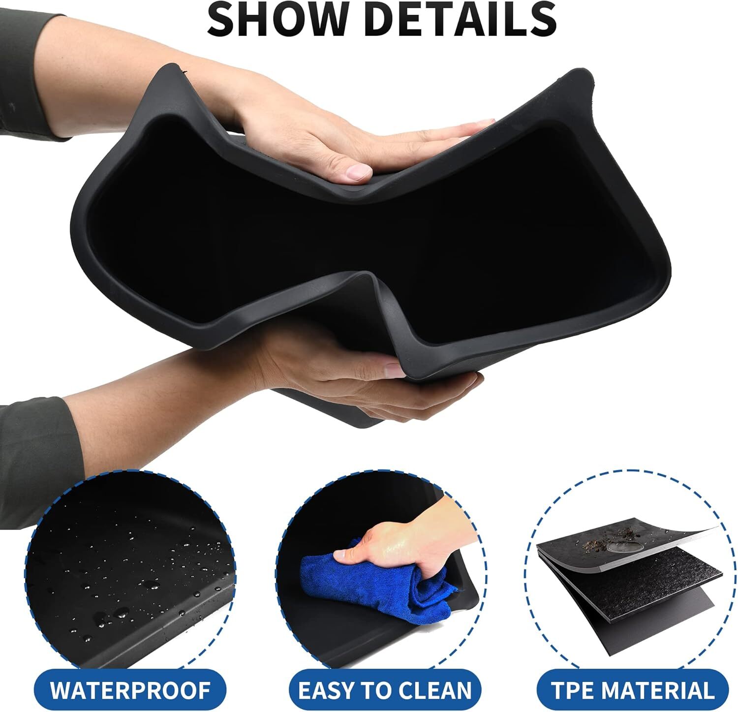 Rear Trunk Organizer Storage Bins W/Lids for 2022-2023 Tesla Model Y 5-Seater