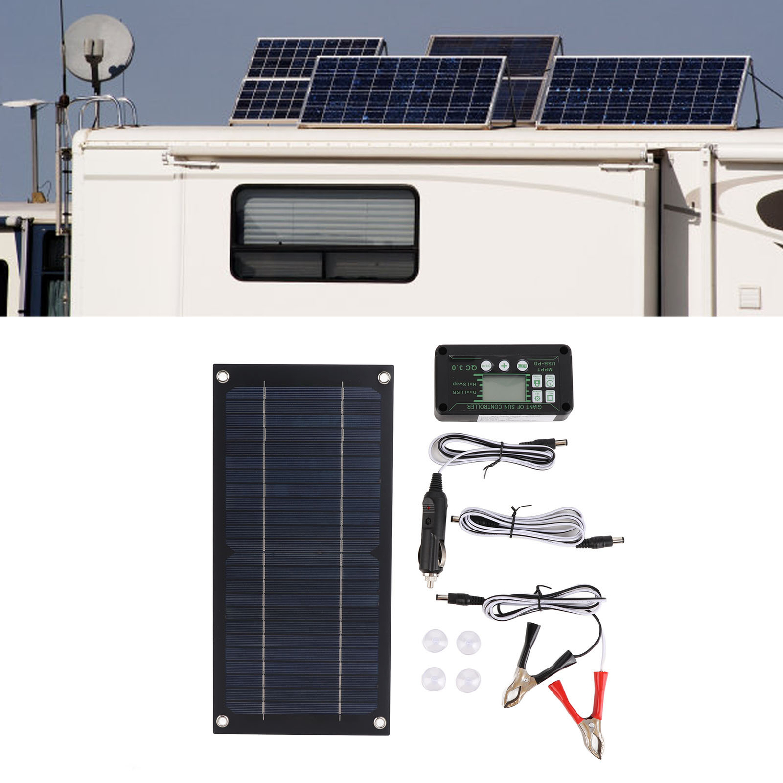 600W Solar Panel Kit 100A 12V Battery Charger w/ Controller Caravan Boat RV Car