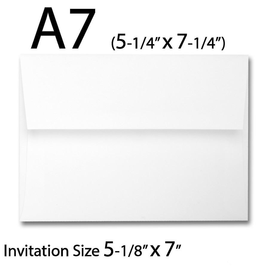 25 WHITE A7 ENVELOPES for 5X7 Cards Invitations Announcements - Square Flap