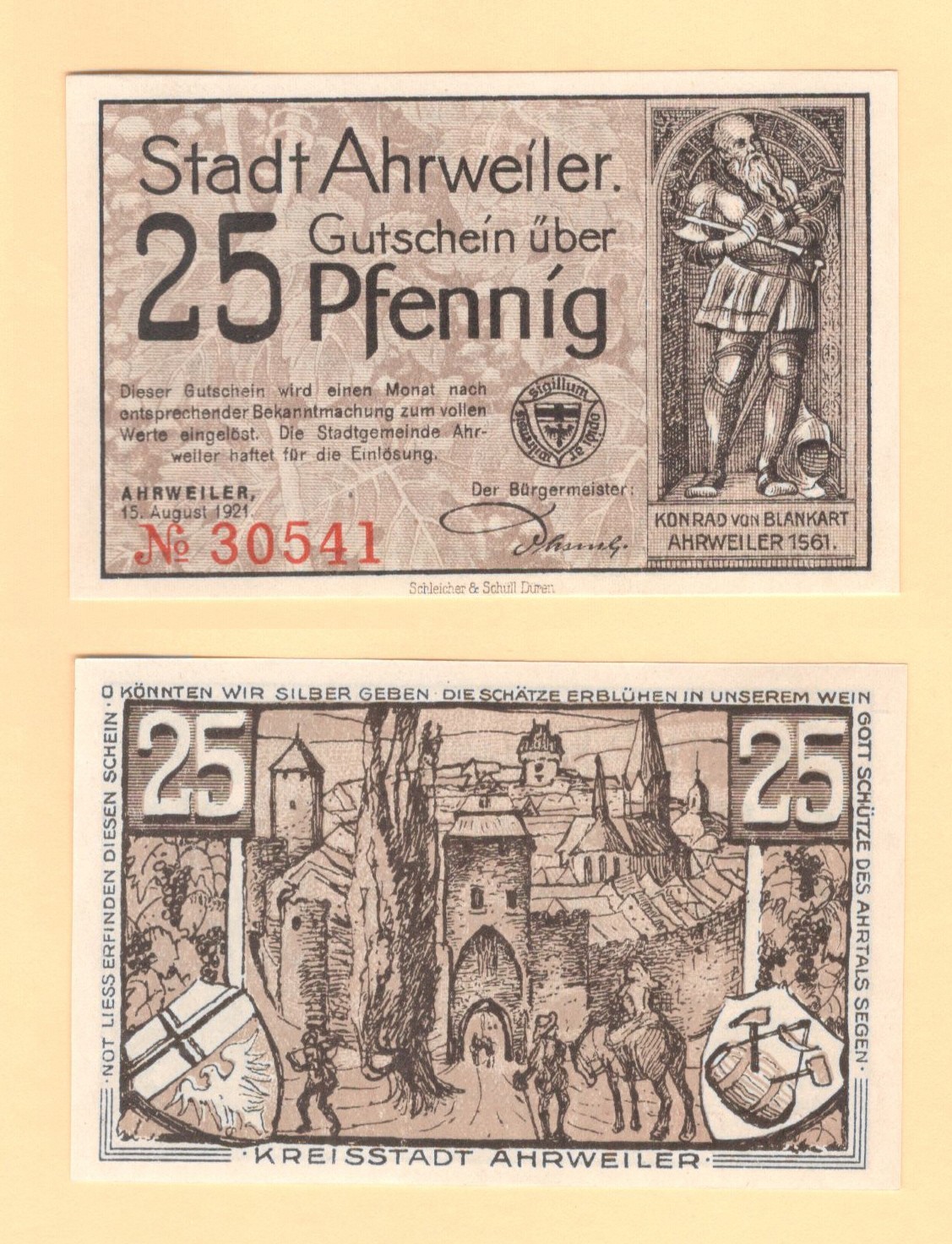 German Serienscheine Notgeld 1921 { Ahrweiler } # L 7a&b / GrM 7 {CHOOSE ONE}