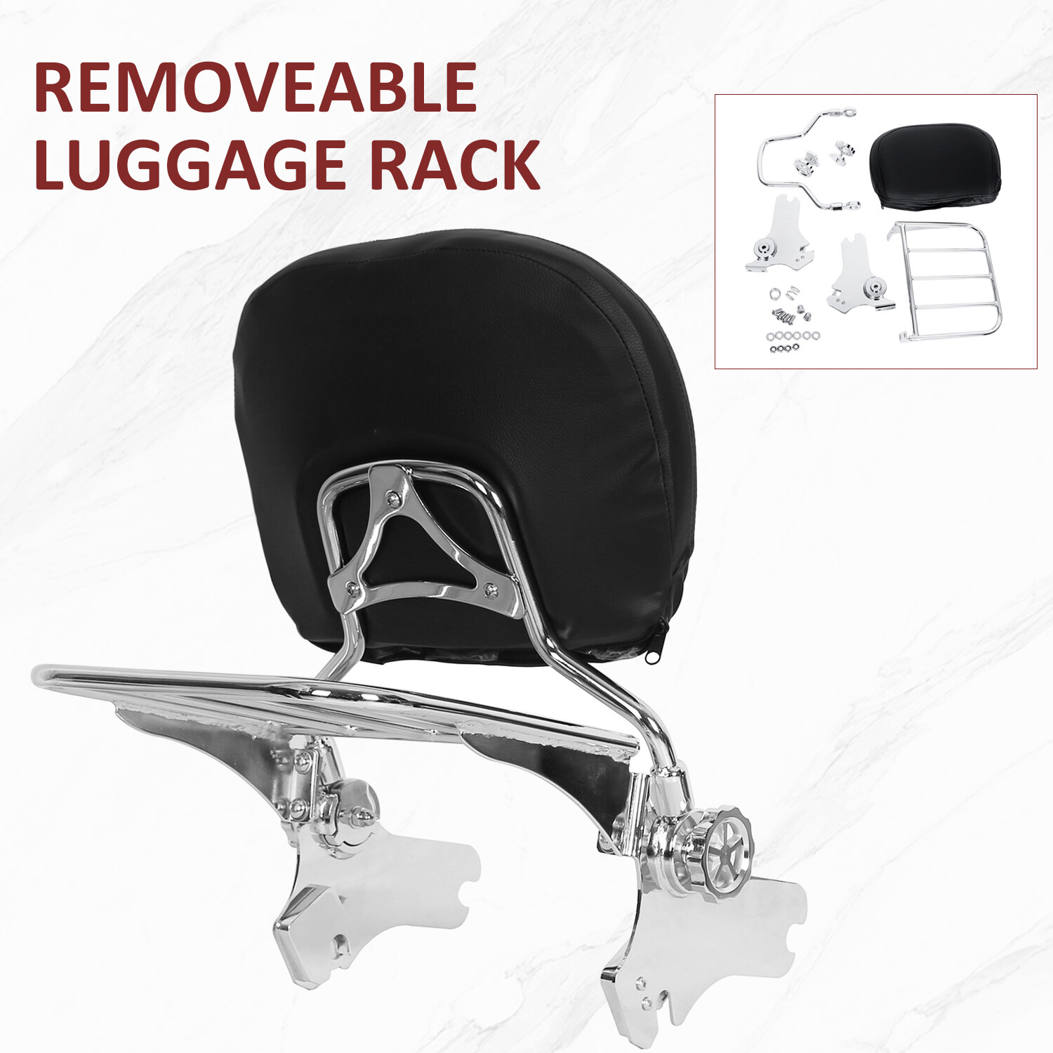 For 97-08 Harley Road King Electra Glide Adjustable Sissy Bar Backrest w/Rack