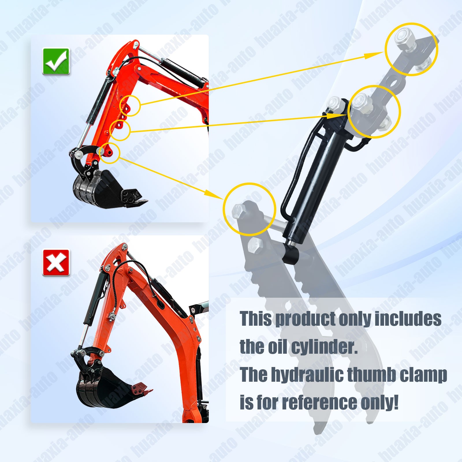 Mini excavator 3-hole thumb clamp oil cylinder replacement parts, brand new