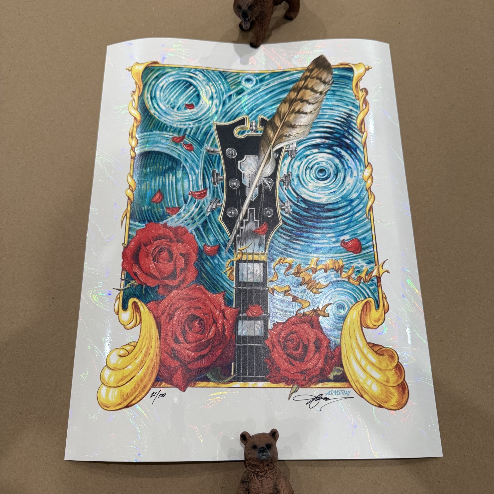 AJ Masthay 300 Years Bob Weir Tribute Poster White Swirl Foil Variant #21/100