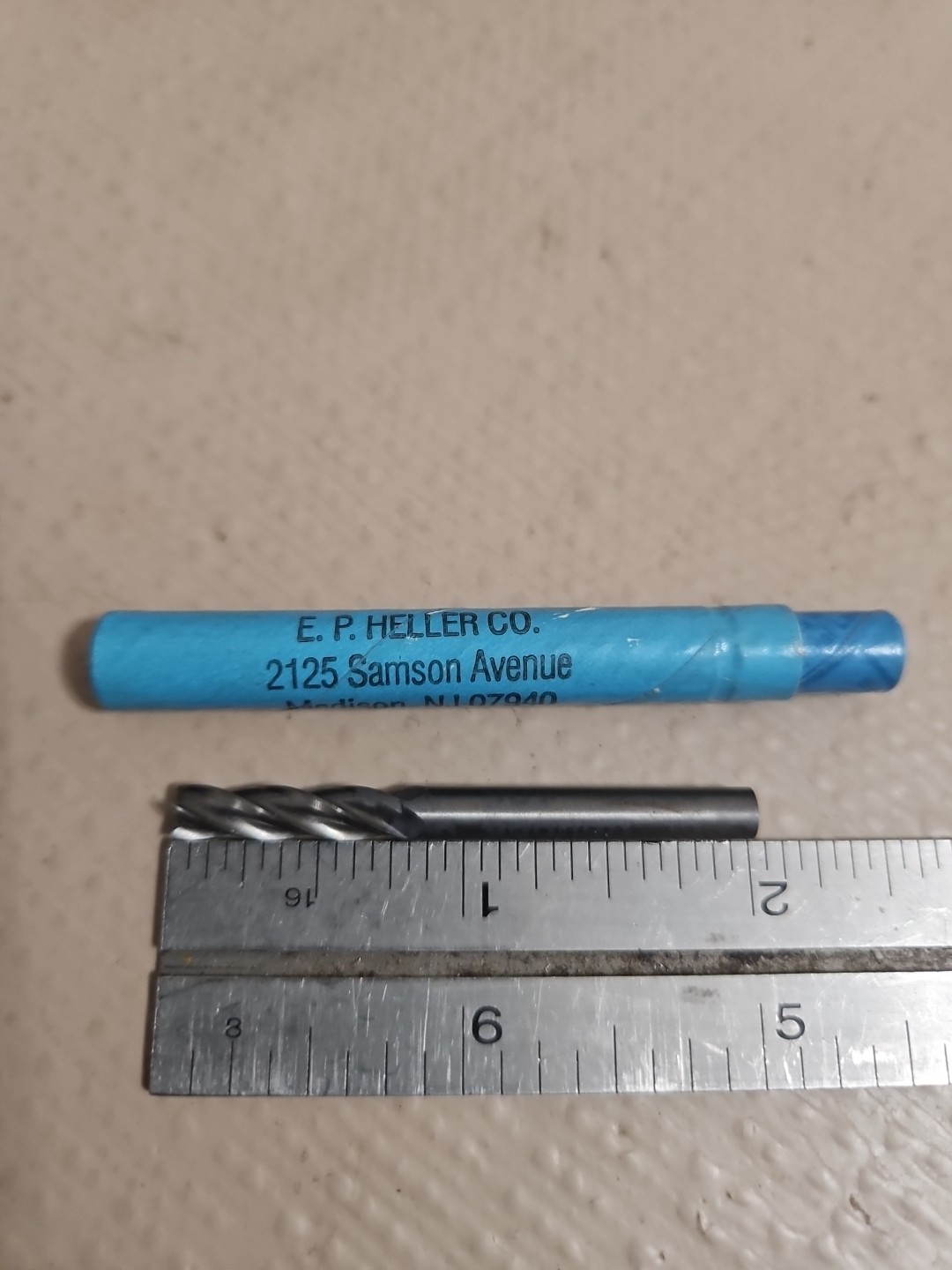 E. P. HELLER 4 Flute 3/16" x 5/8"LOC. x 2" CENTER CUTING Carbide End Mill USA