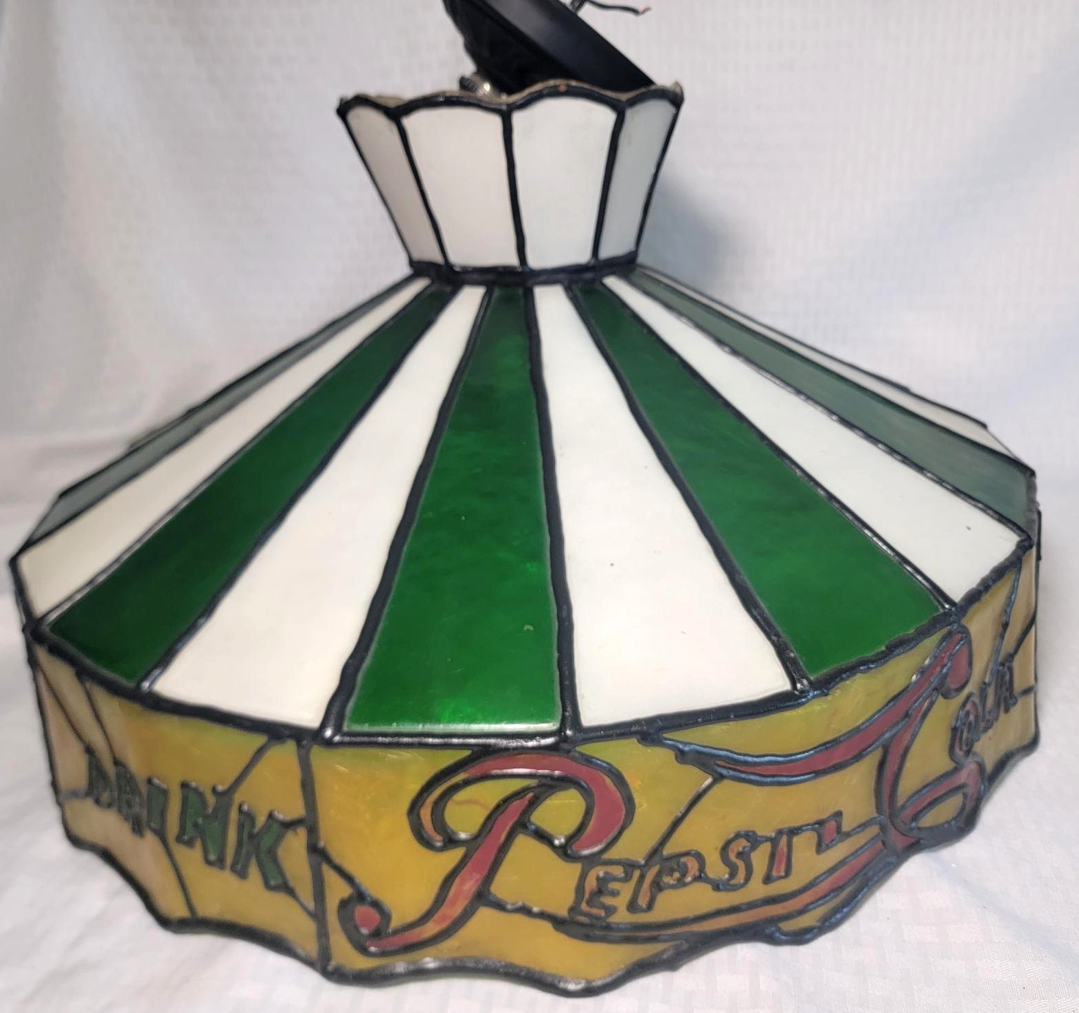 Vintage Pepsi Faux Stained Glass Resin / Plastic Hanging Light Lamp - VGC