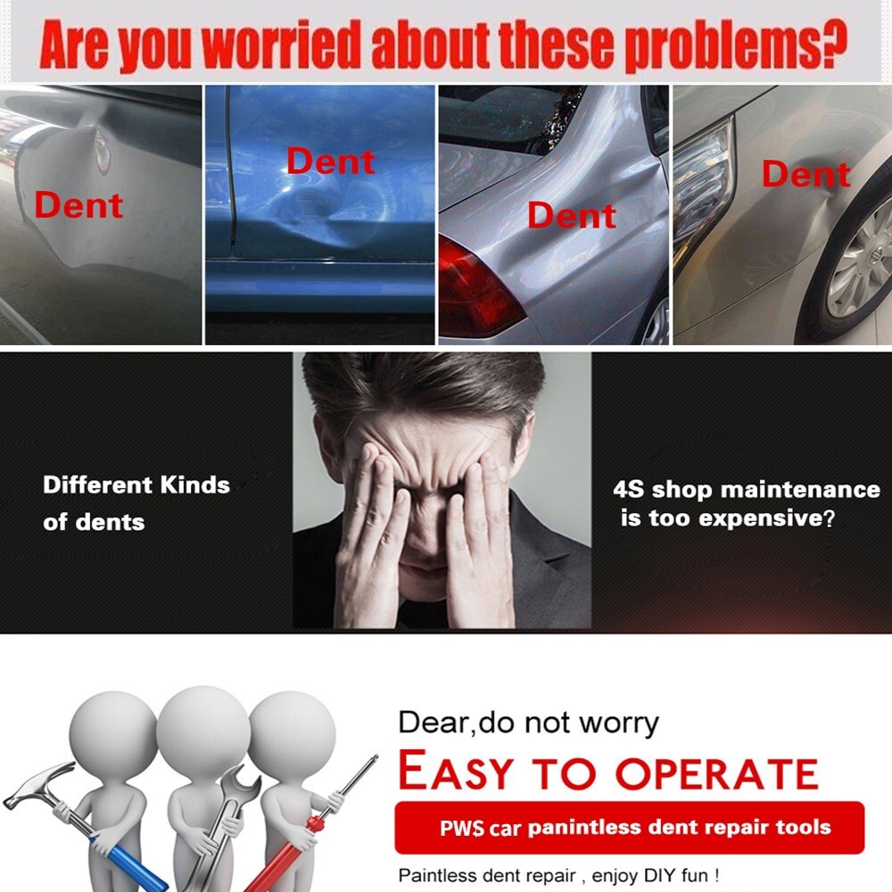 PDR 118Pcs Paintless Dent Removal Rods Stainless Steel Tool Kit Dent Repair kit