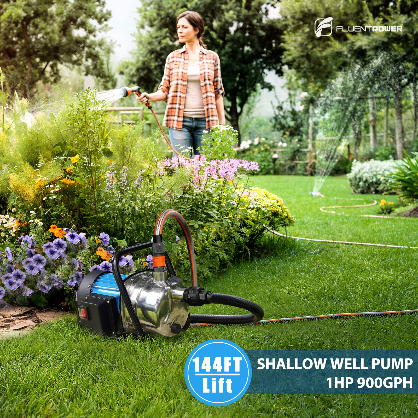 FLUENTPOWER 1HP Stainless Steel Garden Booster Water Sprinkling Pump