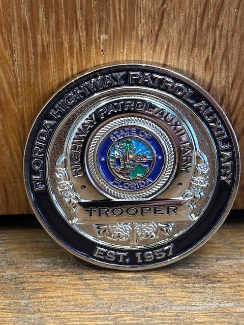 FHP Florida Highway Patrol Challenge Coin. Blue Glow Ink. Police Coin. Charger
