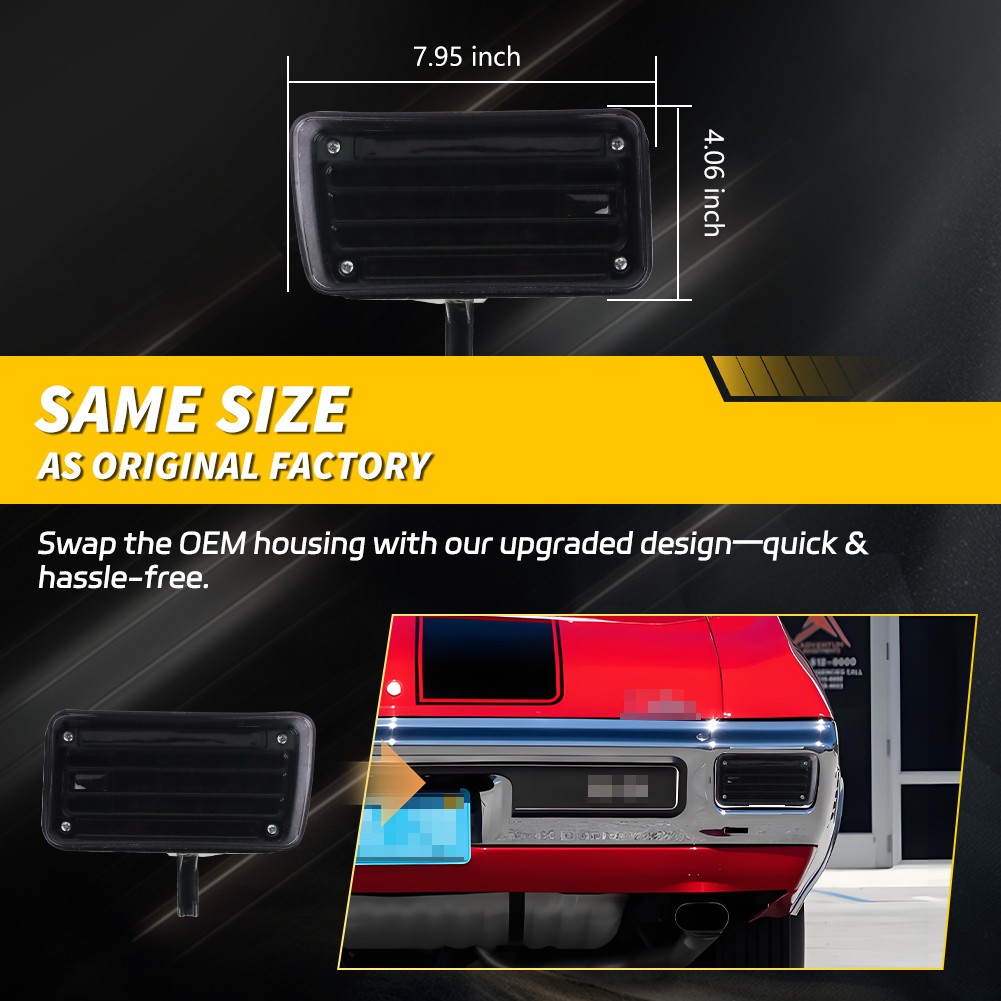 2X Smoked Red LED Rear Tail Brake w/White Backup Lights For 1970 Chevry Chevelle