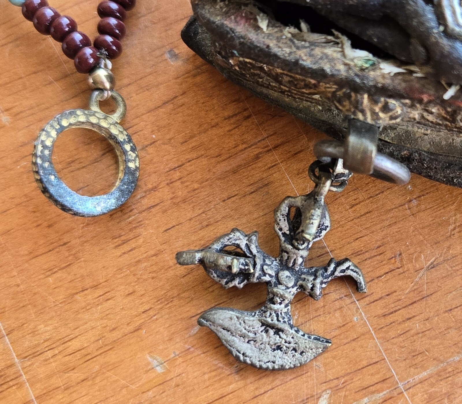 Antique Tibetan Flint Pouch Mechag Chuckmuck Case Tibet Beads