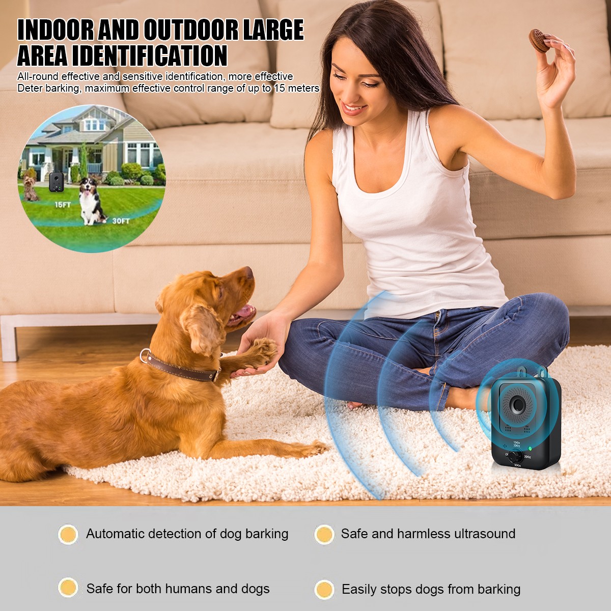 Ultrasonic Dog Bark Deterrent Devices Anti Barking Control Training Rechargeable