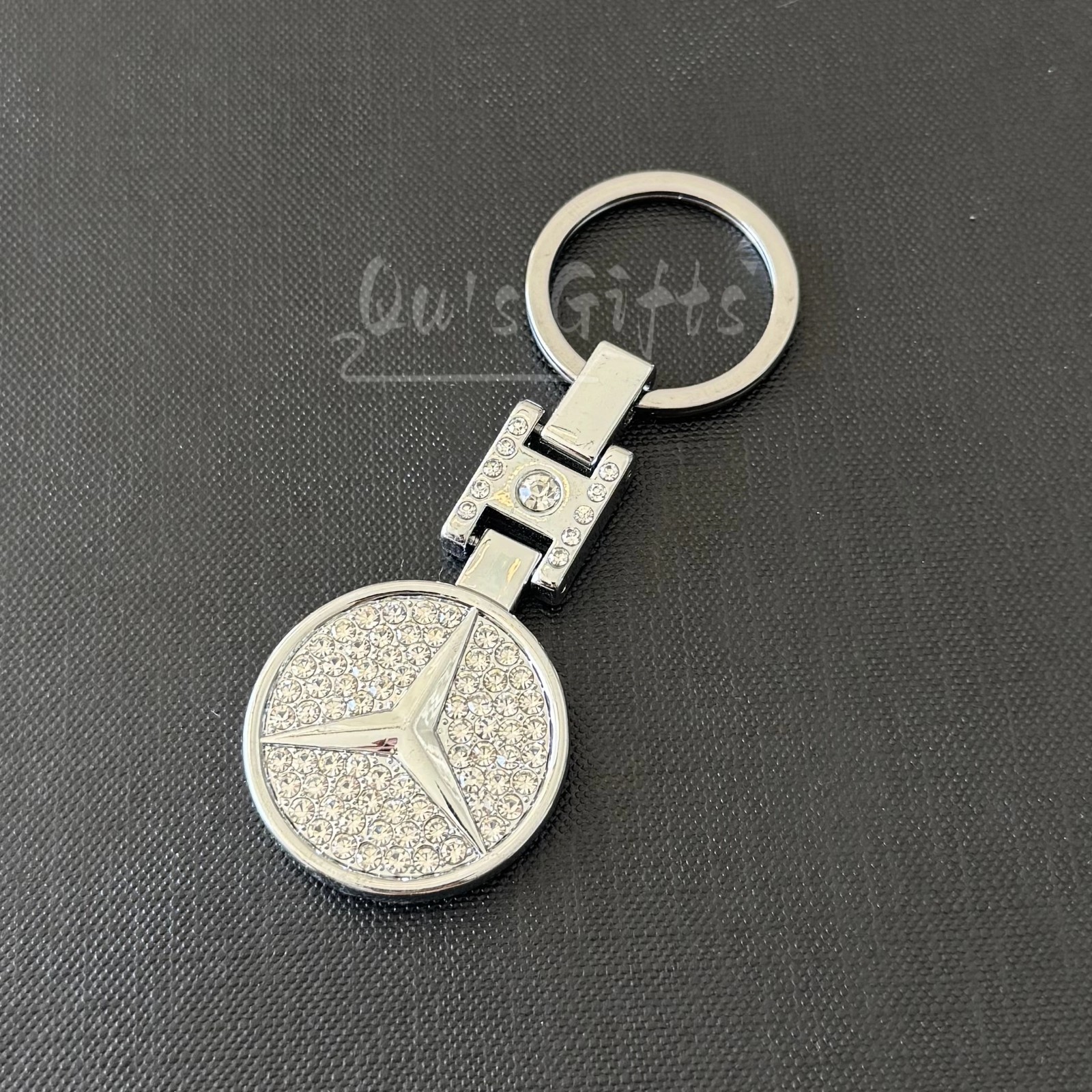 Mercedes-Benz Crystal Logo Double-Sided Metal Keychain Car Key Ring