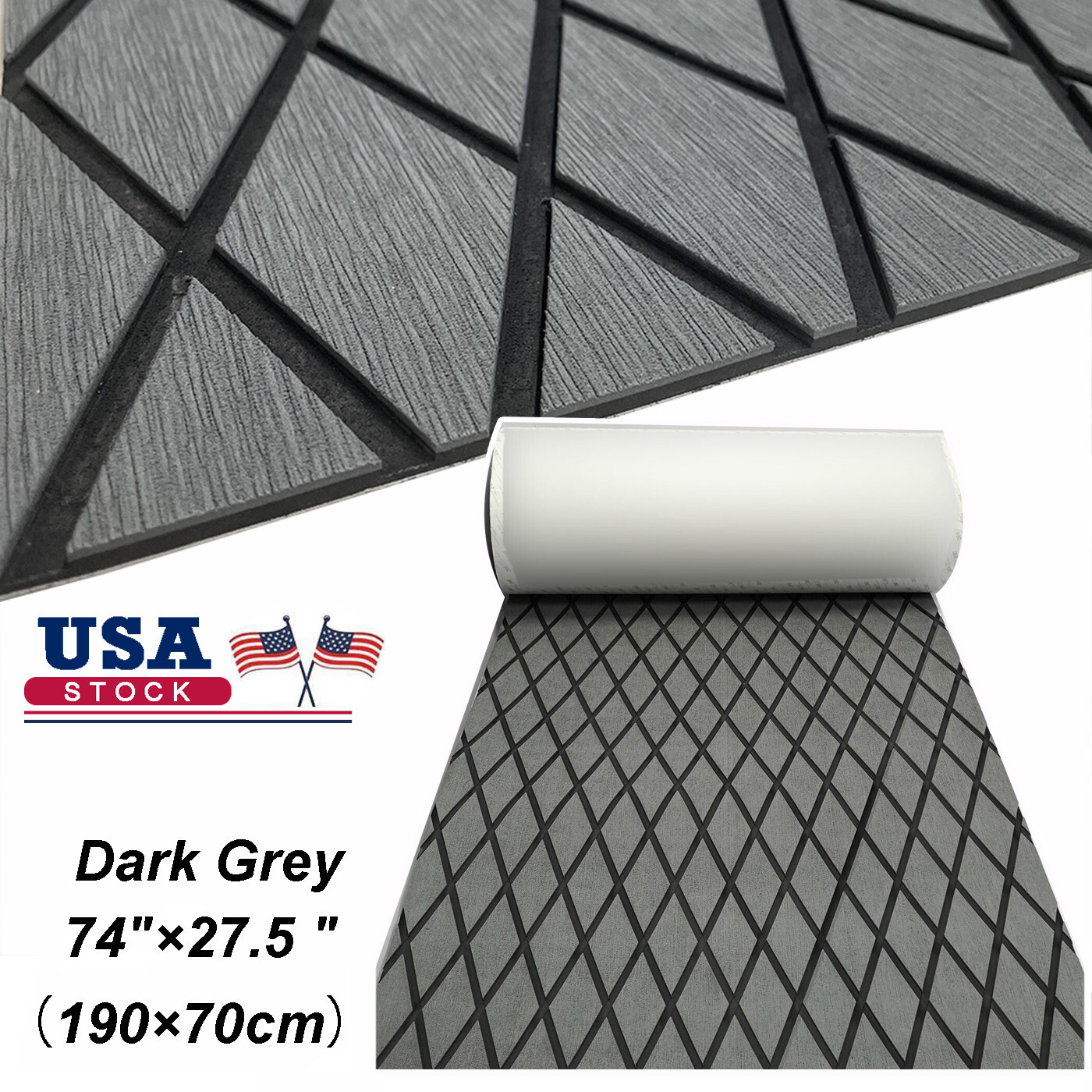 EVA Foam Boat Flooring Nonskid Marine Sea Decking Carpet , Dark Gray Diamond Mat