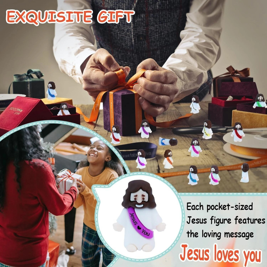 100 Pcs Mini Jesus Figures Jesus Loves You Original Design Jesus Toys Little Jes