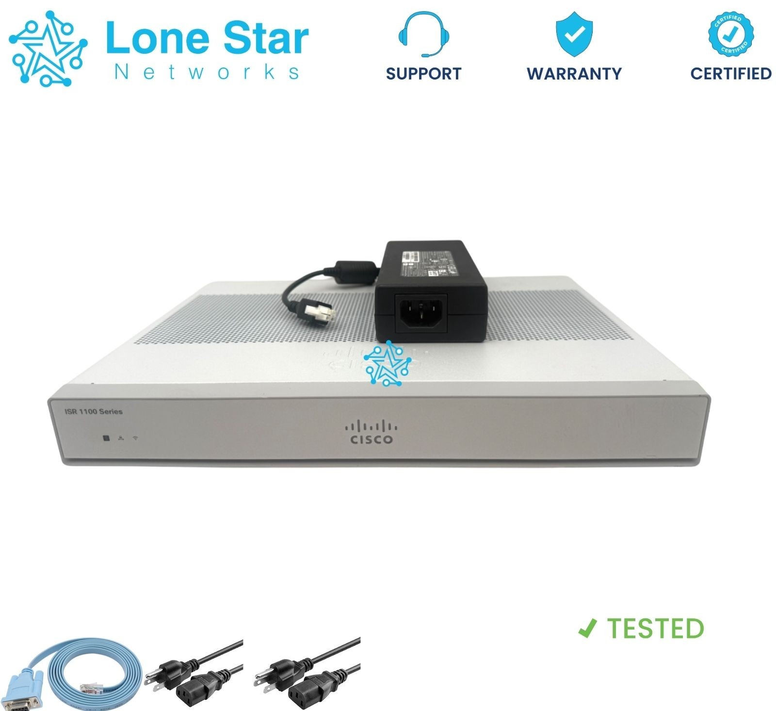 Cisco C1111-4PWB ISR 1100 Ports Dual GE WAN Router w / Power Supply