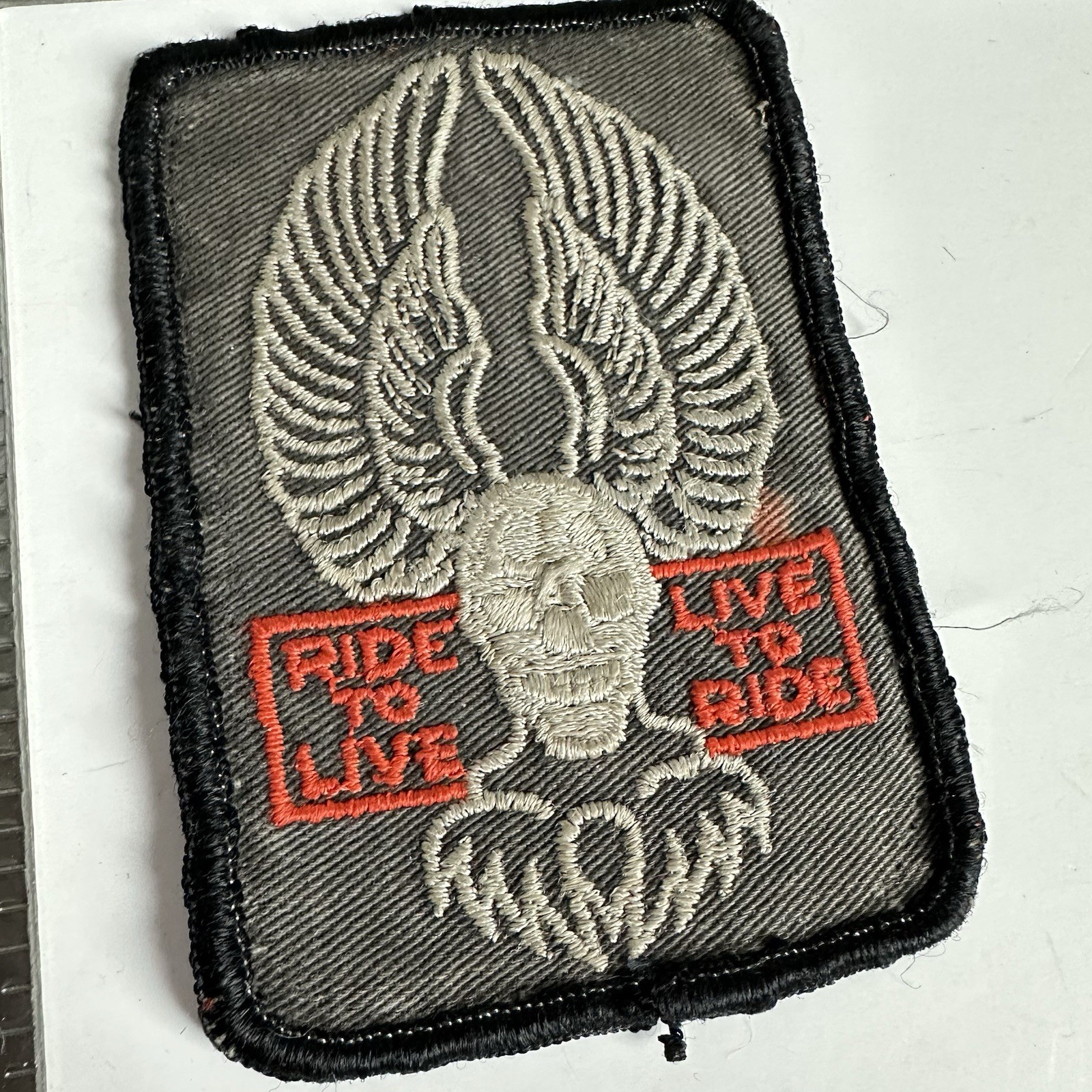 Vintage Harley Davidson Skull Eagle Wings Up Ride To Live Embroidered Patch
