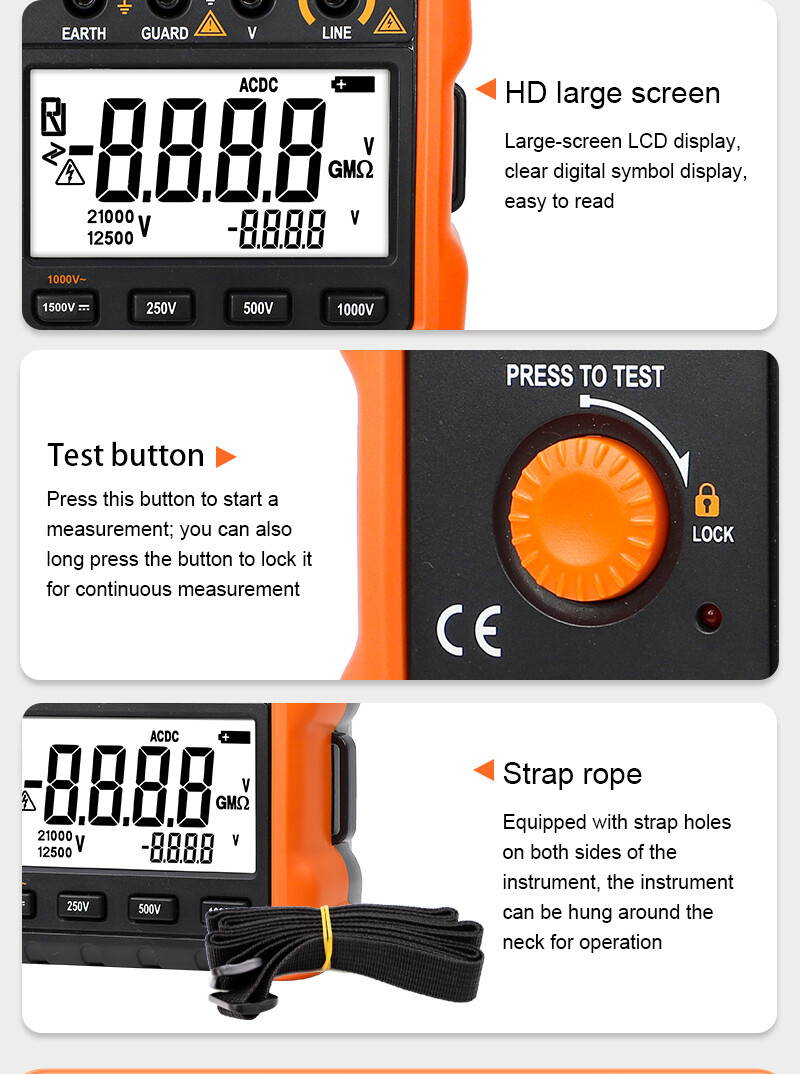Megger Digital Earth Ground Insulation Resistance Tester Voltmeter