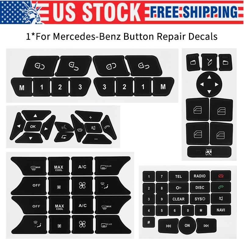 Button Repair Kit Window Switch Sticker For Mercedes Benz A B ML350 E350 2010-14