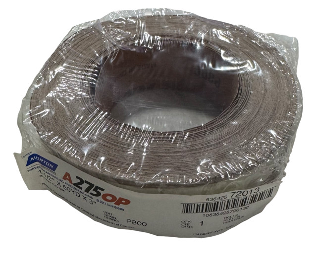 Norton A275OP 1-1/2" x 50 yd x 3" Sanding Roll P800 Aluminum Oxide