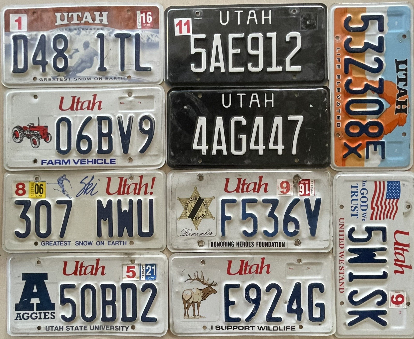 BULK LOT of 10, UTAH License Plates. FAST SHIPPING!