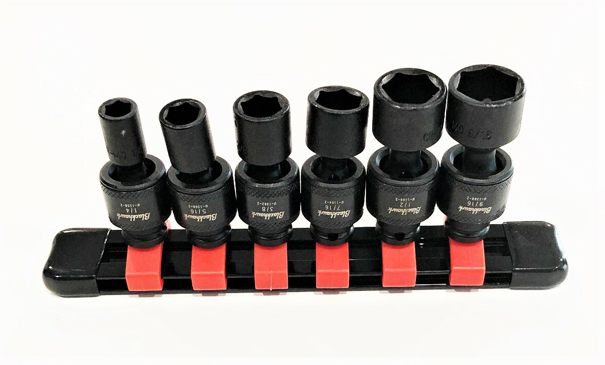 6pc Proto Blackhawk 1/4" Impact Universal Swivel Flex Socket Set SAE U-1356S