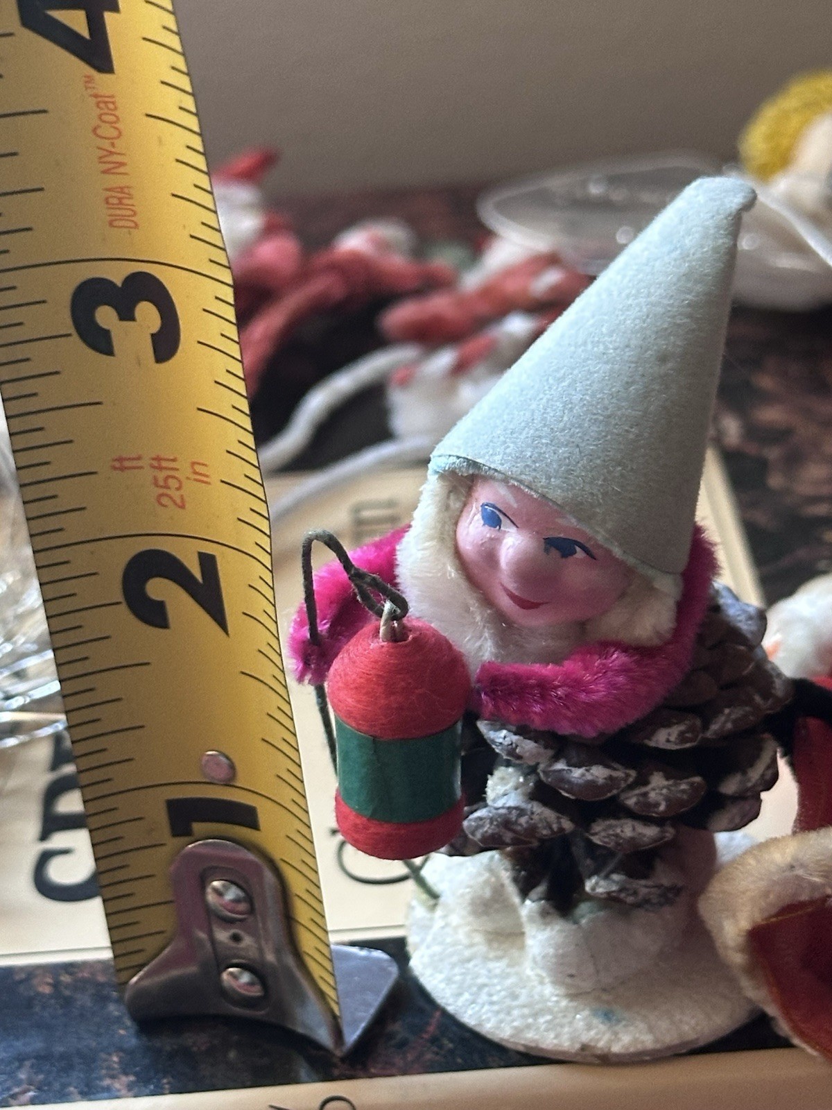 Bundle of rare Santa Claus Elfs Christmas Spun Cotton Heads Chenille Mid Century