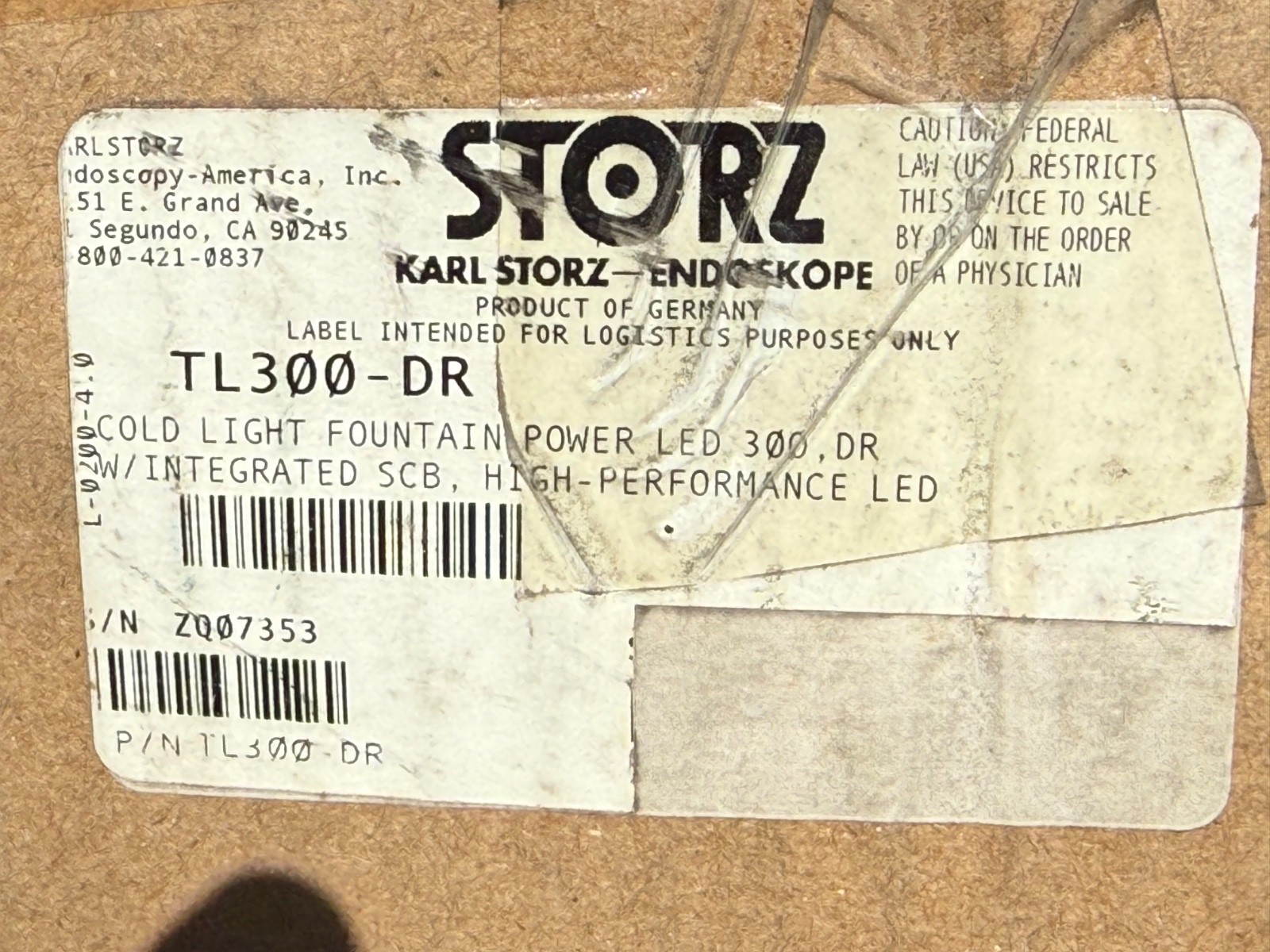 Karl Storz ~ TL300 ~ Cold Light Fountain Power LED 300 Light Source ~ TL 300